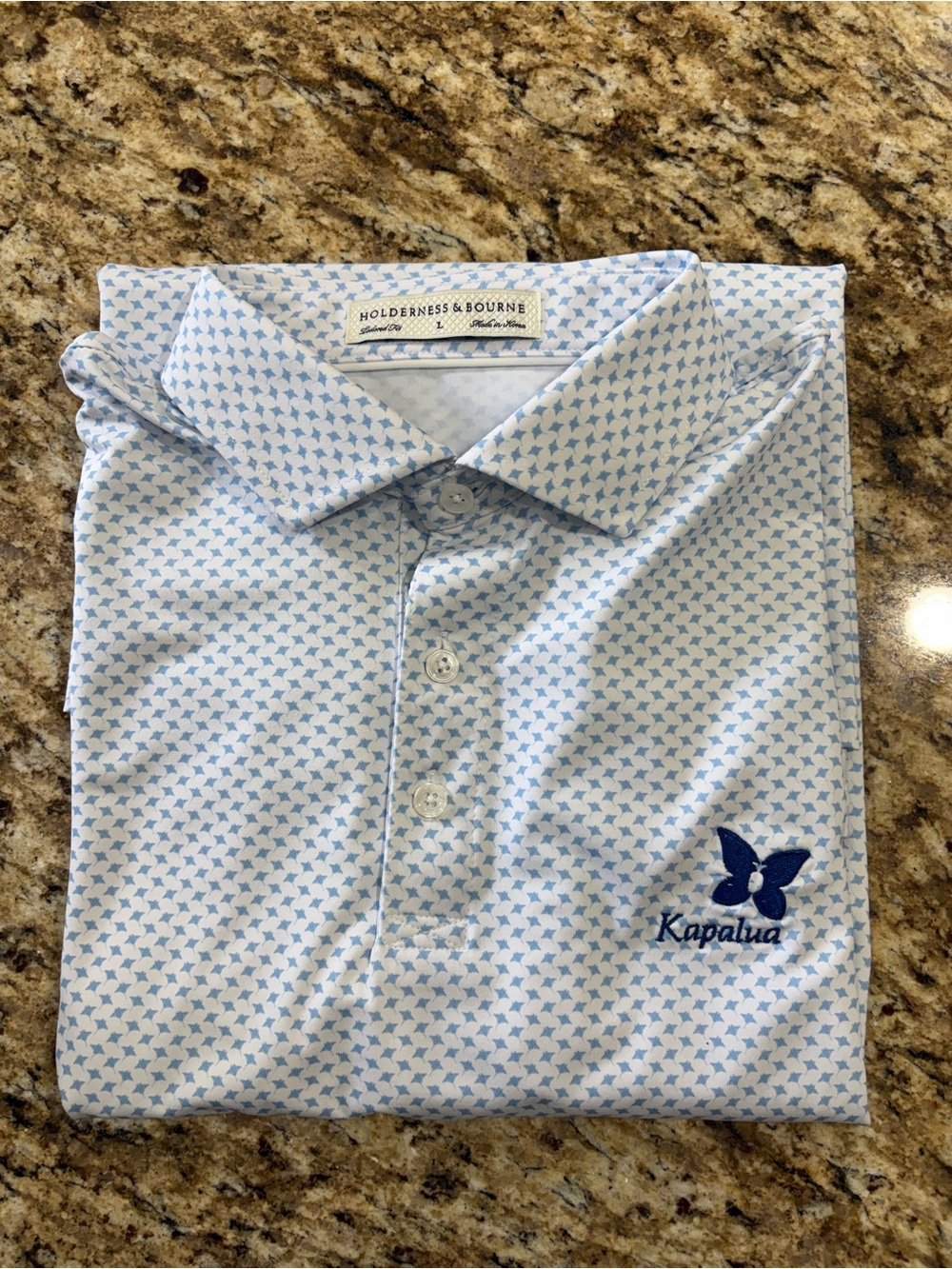 Holderness & Bourne Kapalua Light Blue Geo Polo